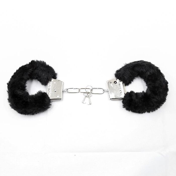 Catuse maini Furry Metal Hand Cuffs Negre, Intoyou