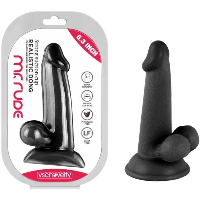 Dildo realistic VCSNOVELTY Mr.Rude, negru, 16cm