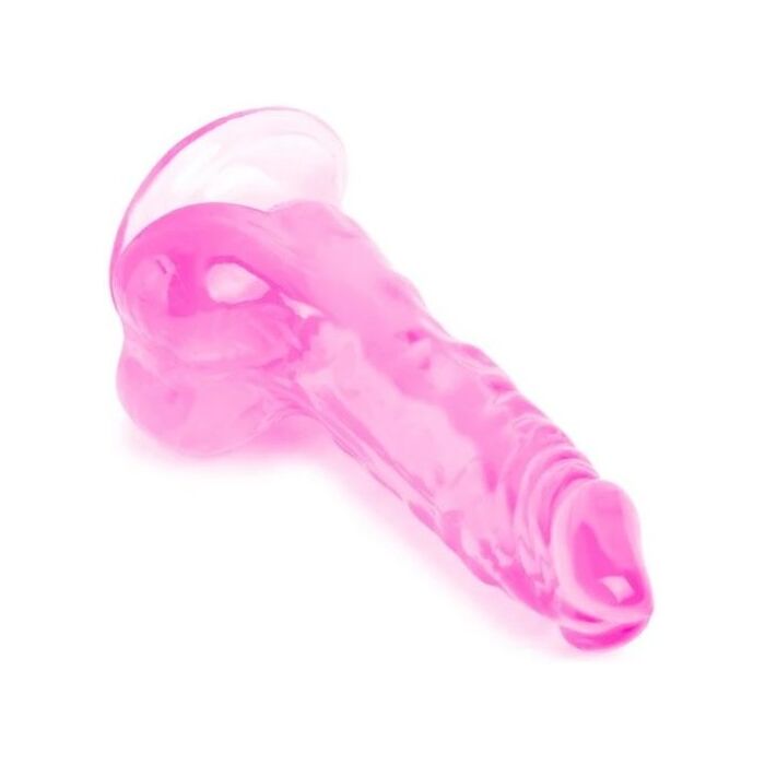 Mini dildo Crystal Jellies roz 13.5cm ventoza baza harness compatibil