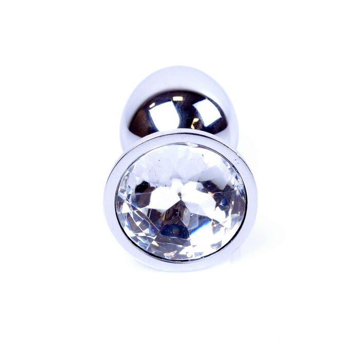 Plug Jewellery Silver Clear, otel inoxidabil lustruit cu cristal transparent fatetat