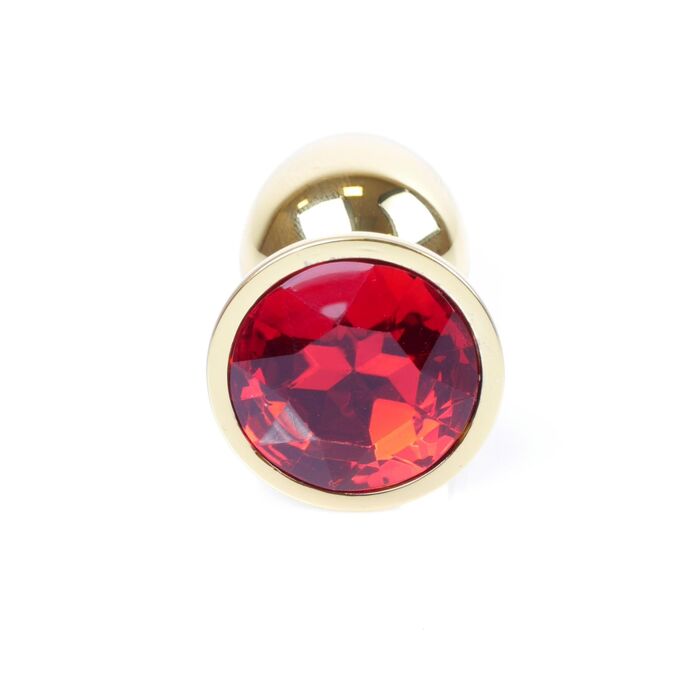 Plug Jewellery Gold Red, otel inoxidabil placat auriu cu cristal rosu fatetat