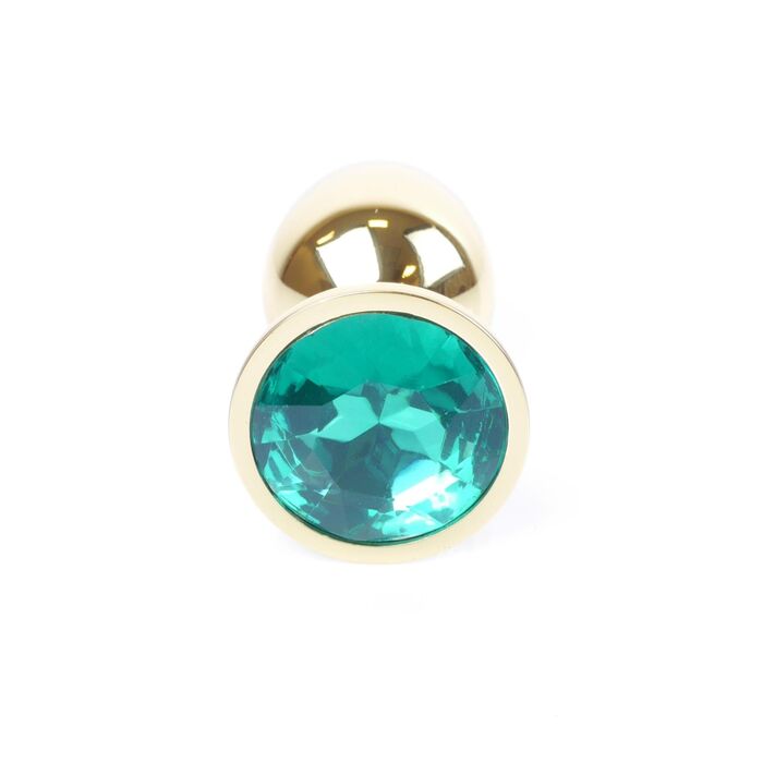 Plug Jewellery Gold Green, otel inoxidabil placat auriu cu cristal verde fatetat