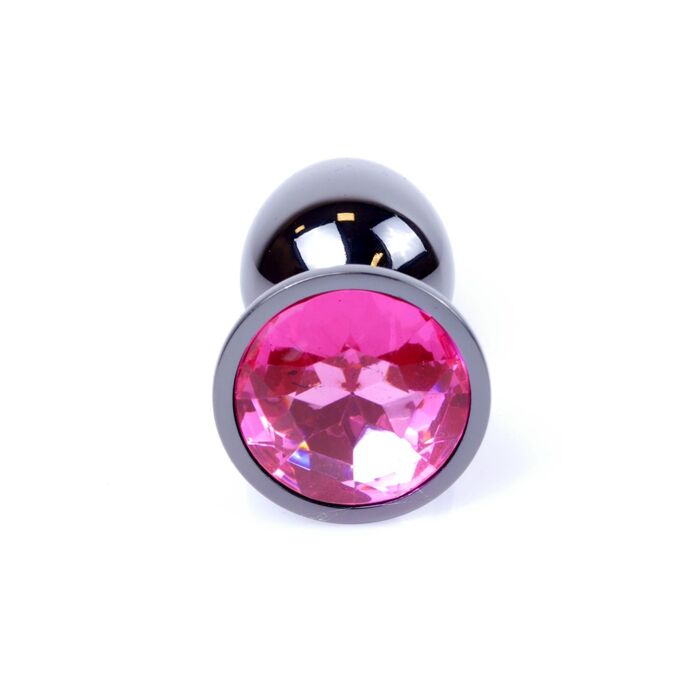 Plug Jewellery Dark Silver Pink, otel inoxidabil cu cristal roz fatetat