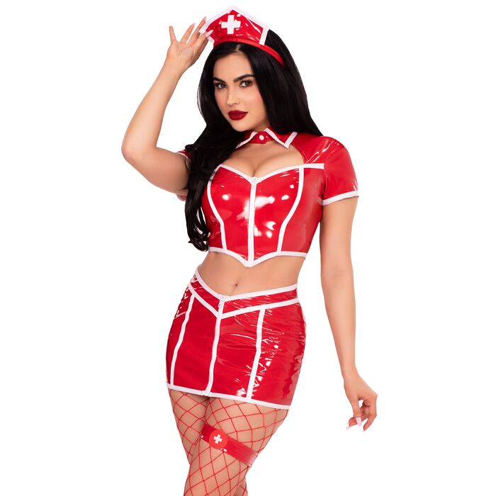Costum de asistenta medicala, Leg Avenue, Red Alert, rosu