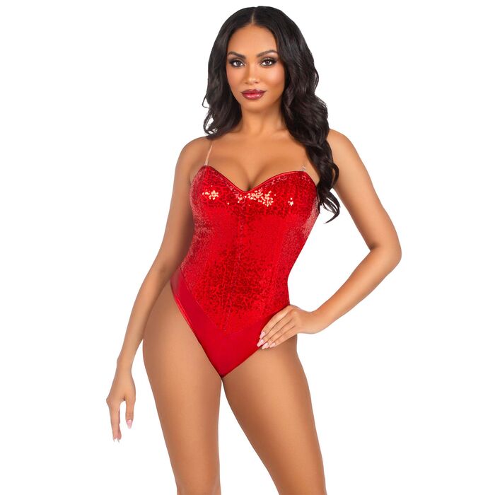 Body cu paiete rosii - Sequin Boned Crotch Leg Avenue - bust american
