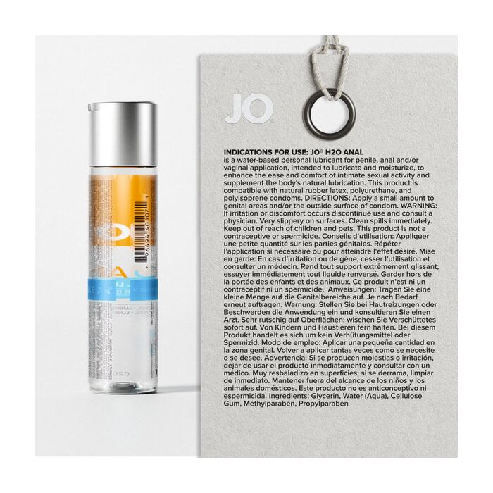JO H2O Anal Original 133 ml back of pack INCI Glycerin Methylparaben Propylparaben FDA