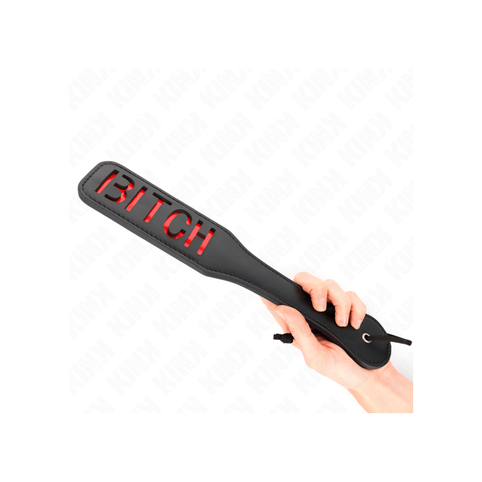 Paleta bondage KINK Bitch Round Corner 32x6 cm piele naturala negru colturi rotunjite BDSM EAN 8435565940713