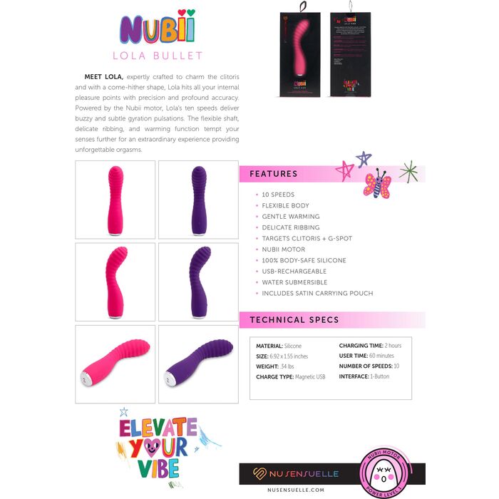 Vibrator Nu Sensuelle Lola Flexible Warming Vibrator Roz