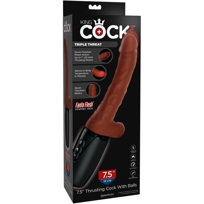 Vibrator Pipedream »Thrusting Cock with Balls« 19 cm - Maron