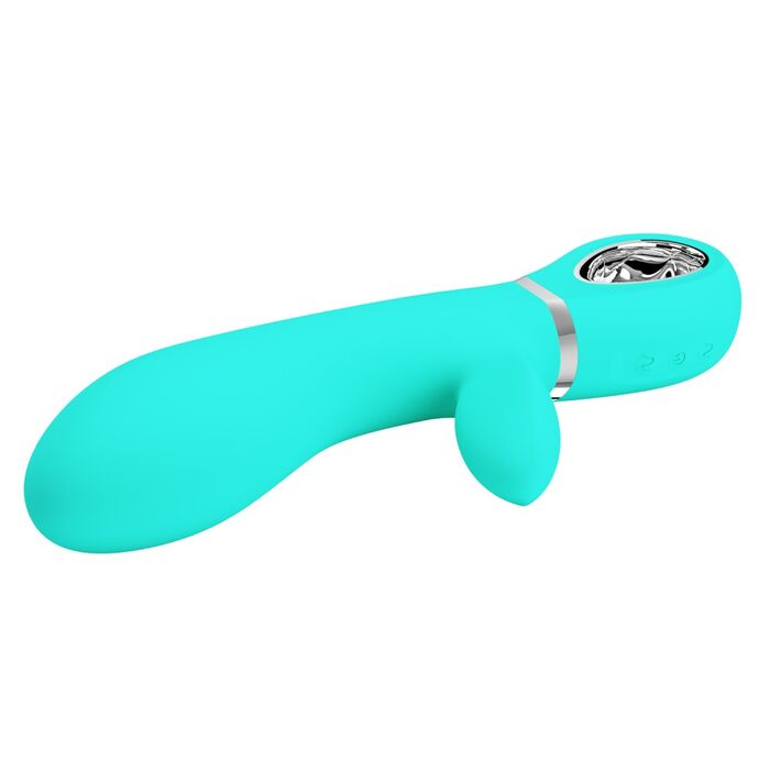 Vibrator iepuras Super Soft Silicone, Thomas, Turcoaz, 7 Vibratii_vedere lateral dreapta