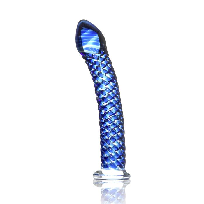 Icicles No 29 dildo sticla albastru temperature play detaliu textura stimulatoare
