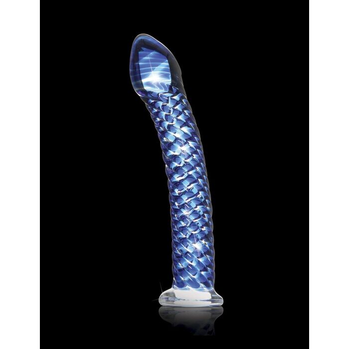 Dildo Sticla Icicles No 29 Albastru ventuza mains-free strap-on compatibil