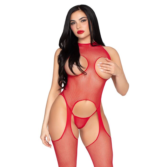 Set Bodystocking Cupless cu Chilot Leg Avenue - Rosu