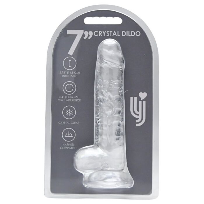 Dildo Loving Joy, cu testicule, Transparent, 19 cm