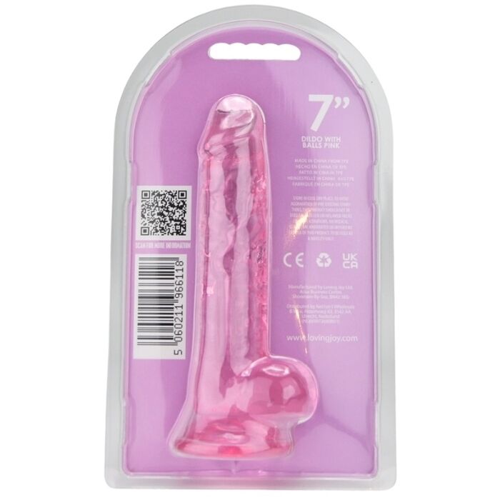 Dildo Loving Joy, cu testicule, Roz, 19 cm_4_5