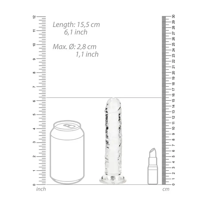 Dildo Realistic REALROCK Suction Cup - 16 cm, Transparent_5