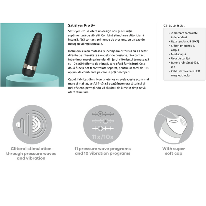 Satisfyer Pro 3+ cu vibrator si suctiune