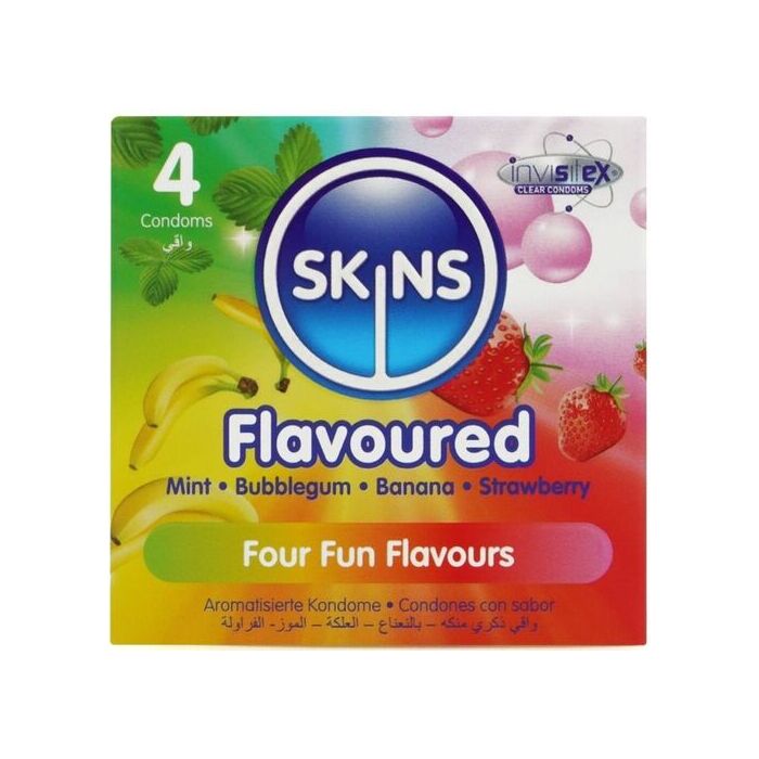 Prezervative SKINS Multi For Fun Flavours, 4 buc.
