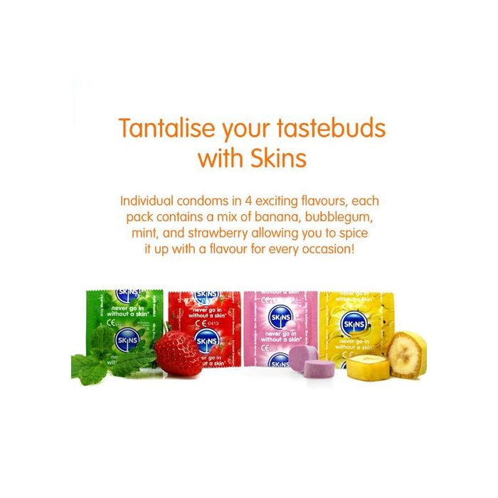 Prezervative SKINS Multi For Fun Flavours, 4 buc.