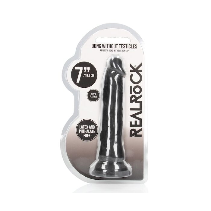 Dildo Realist Real Rock Skin 17 cm Negru cu Ventuza - vedere principala produs