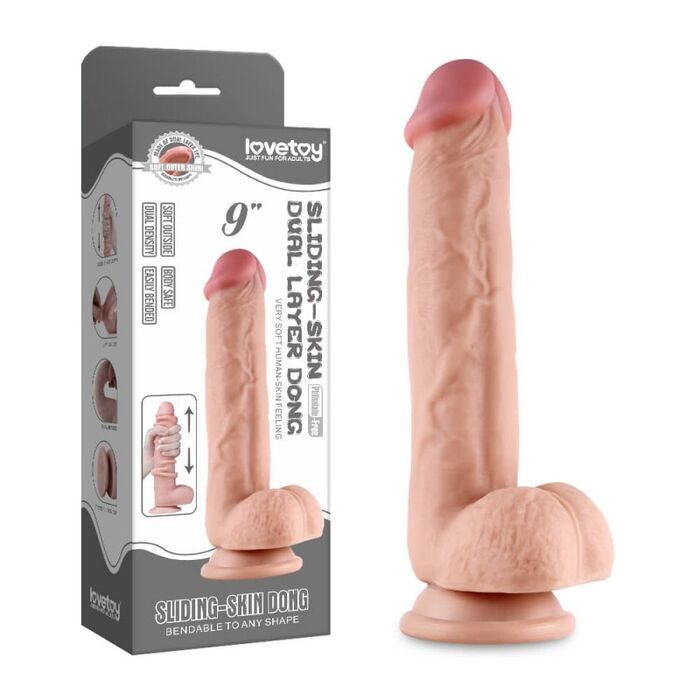 Dildo Realistic Lovetoy "Sliding Skin Dong 9" 25 cm - Natural