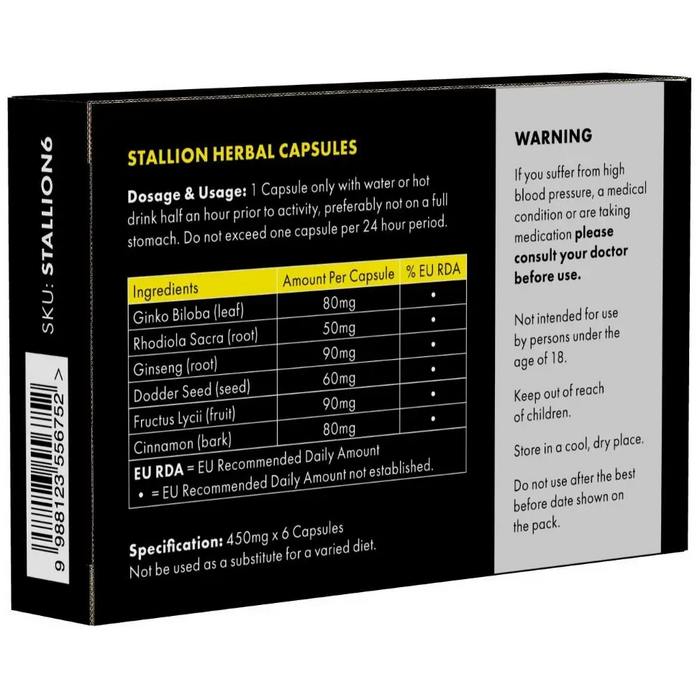 ​Pastile potenta rapida - Supliment din plante Stallion, pachet 6 bucati- ingrediente