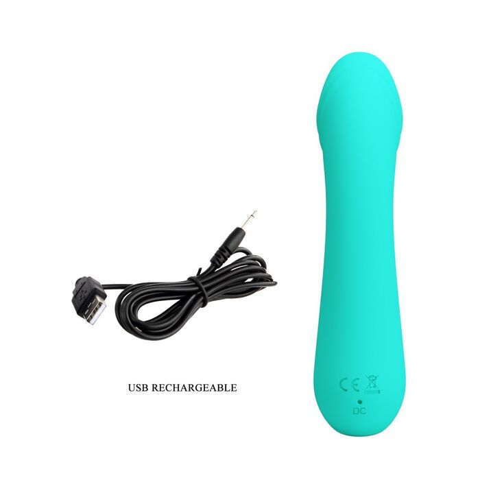 Vibrator punct G Pretty Love Cetus, Turcoaz, 15 cm - cablu USB