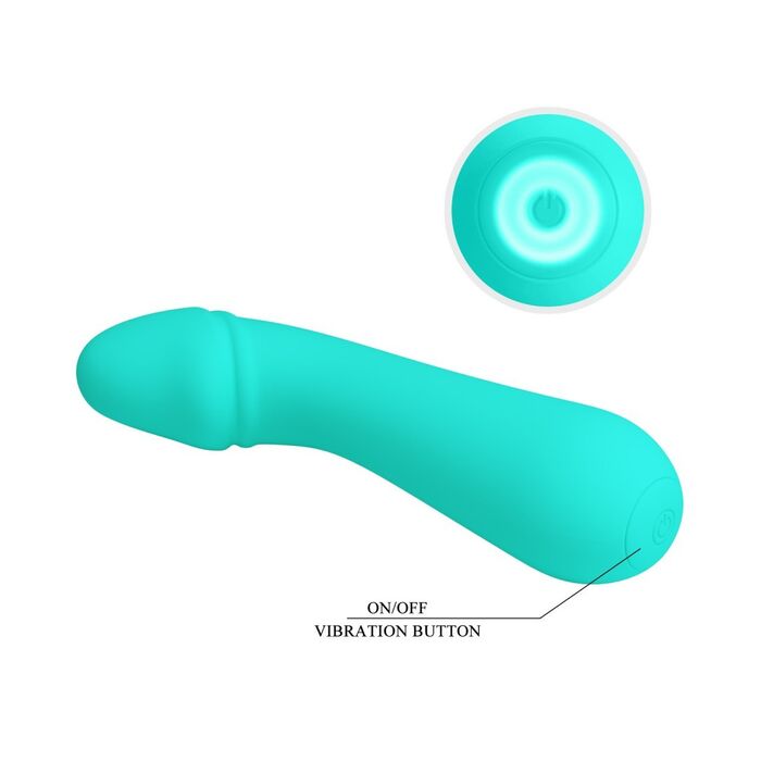 Vibrator punct G Pretty Love Cetus, Turcoaz, 15 cm- buton actionare