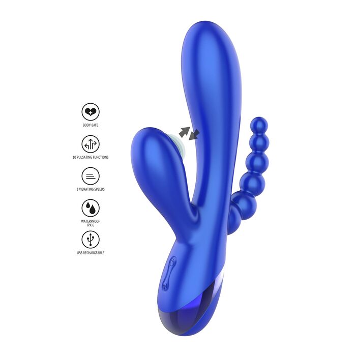 Vibrator Triple Xocoon Triple Love Vibrator Albastru