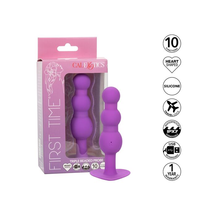 Vibrator Anal CalExotics Triple Beaded Probe - Violet