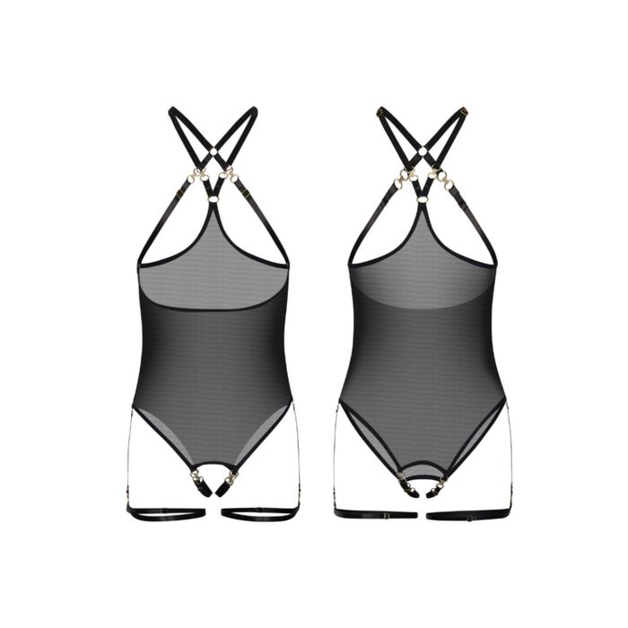 Body Risque Kinky Diva negru vedere spate curea talie ajustabila