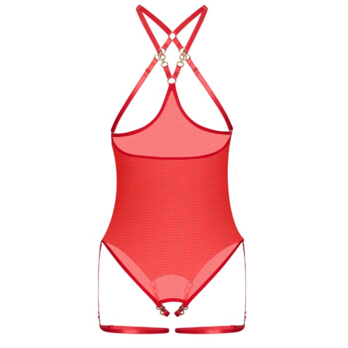 Kinky Diva Risque rosu lenjerie sexy intima elastan bretele ajustabile