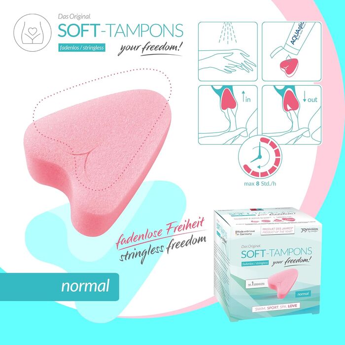 Soft Tampons Normal 3 buc JoyDivision - utilizare sauna inot sport intimitate