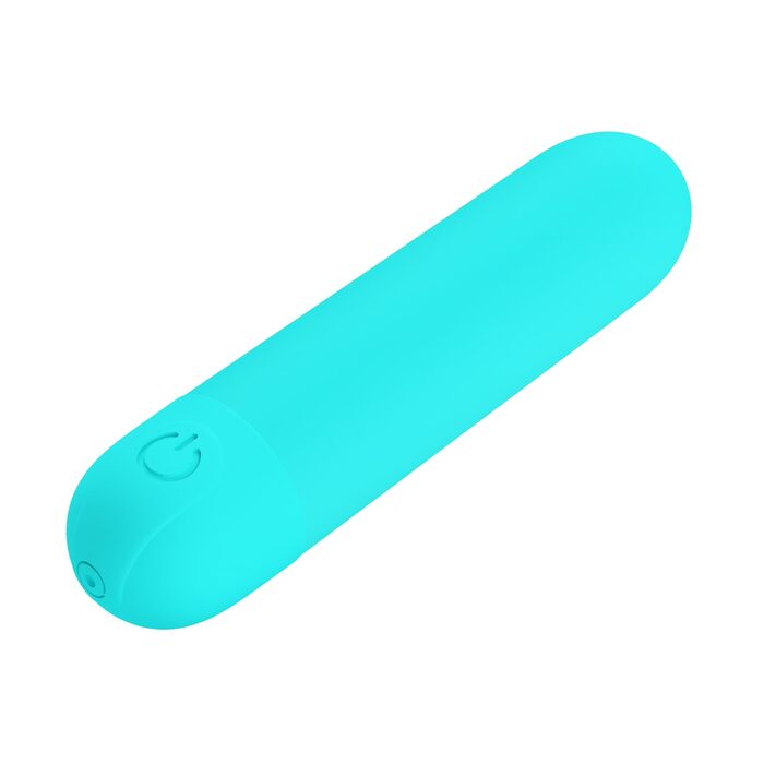 Mini vibrator bullet Stefan Pretty Love Turcoaz - vedere laterala dimensiuni compacte
