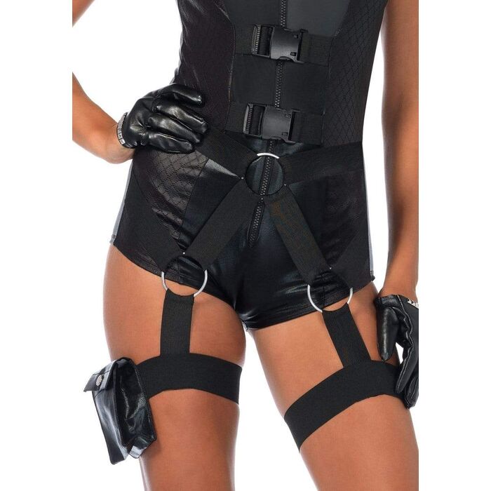 Detaliu harness curea utilitara holstere coase inele O-ring Leg Avenue Flirty Five-0