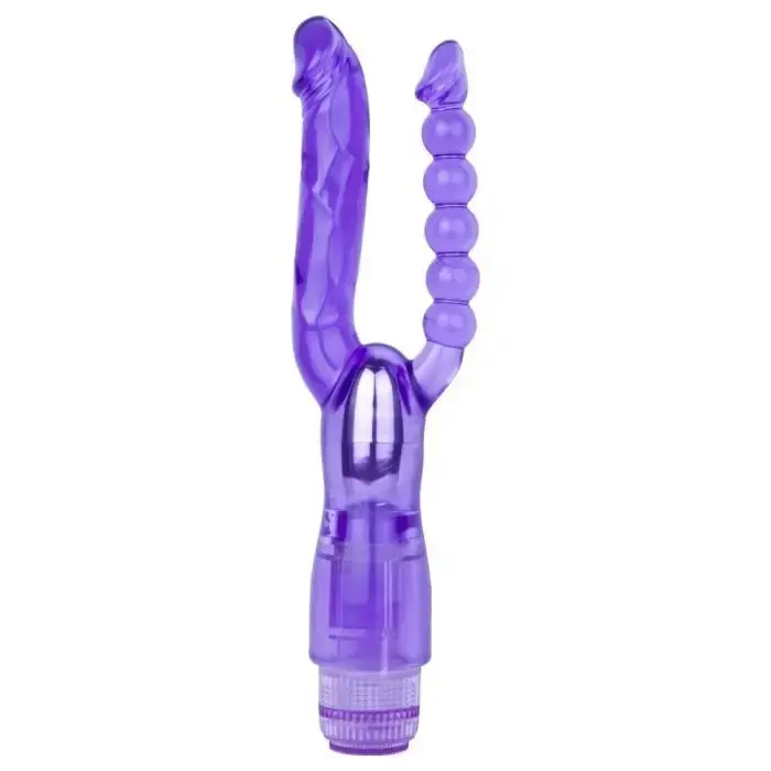 Vibrator Dublu anal si vaginal, 25cm, violet