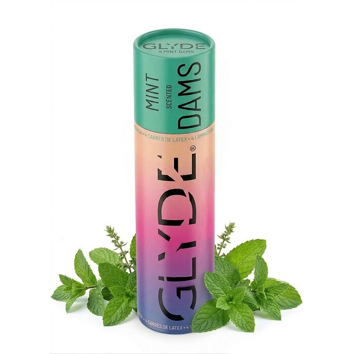 Prezervativ femei latex GLYDE pentru sex oral 4 buc, menta