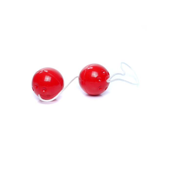 Bile Vaginale Duo Balls Rosii, bile Geisha duble conectate prin snur de recuperare