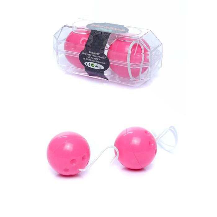 Bile Vaginale Duo Balls Pink, detaliu al texturii cu orificii decorative pe fiecare sfera
