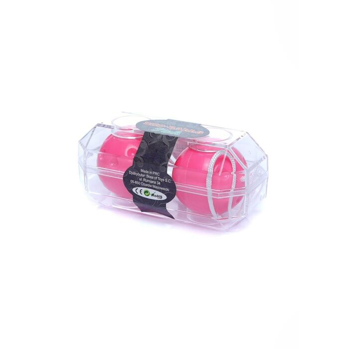 Bile Vaginale Duo Balls Pink, vedere laterala cu snurul de recuperare intins