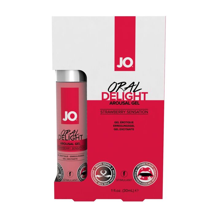 Gel Oral Stimulant System JO Oral Delight Capsuni 30ml