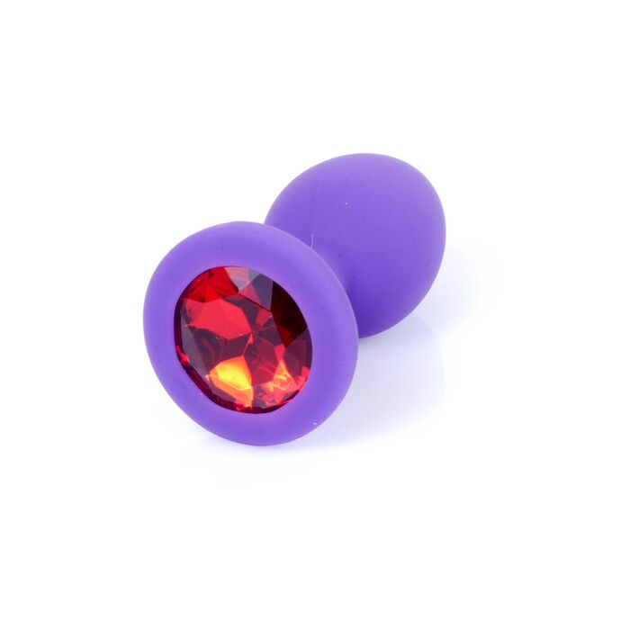 Plug anal B-Series silicon mov cu cristal rosu - vedere de sus
