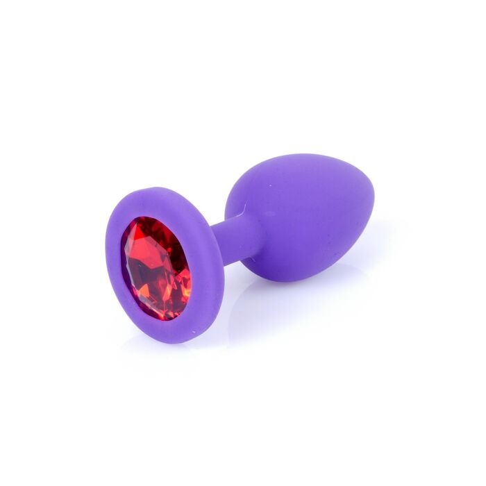 Plug anal B-Series silicon mov cu cristal rosu - profil complet