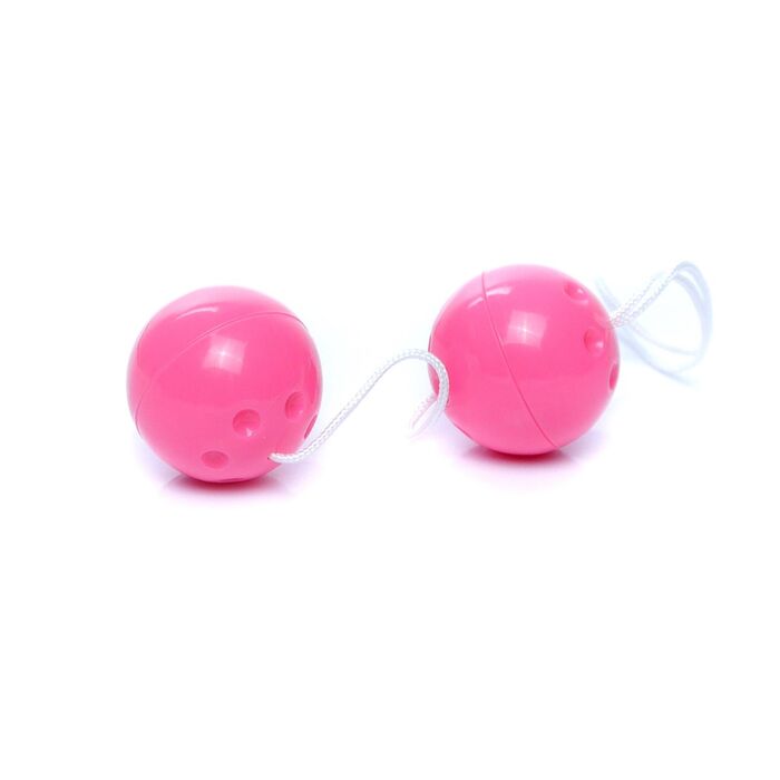 Bile Vaginale Duo Balls Pink, bile Geisha duble conectate prin snur de recuperare