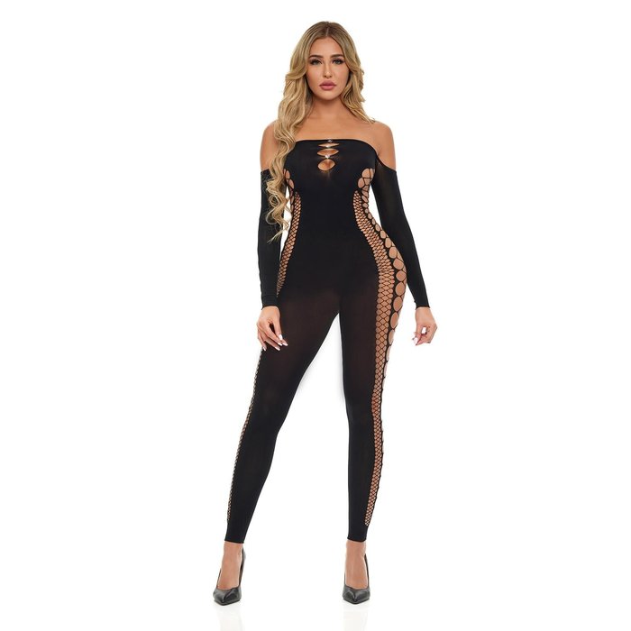 Bodystocking Pink Lipstick Lingerie Diamond Drippin Negru