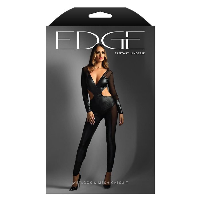 Salopeta Wetlook Fantasy Lingerie cu Fermoar Ascuns, Negru – ambalaj produs
