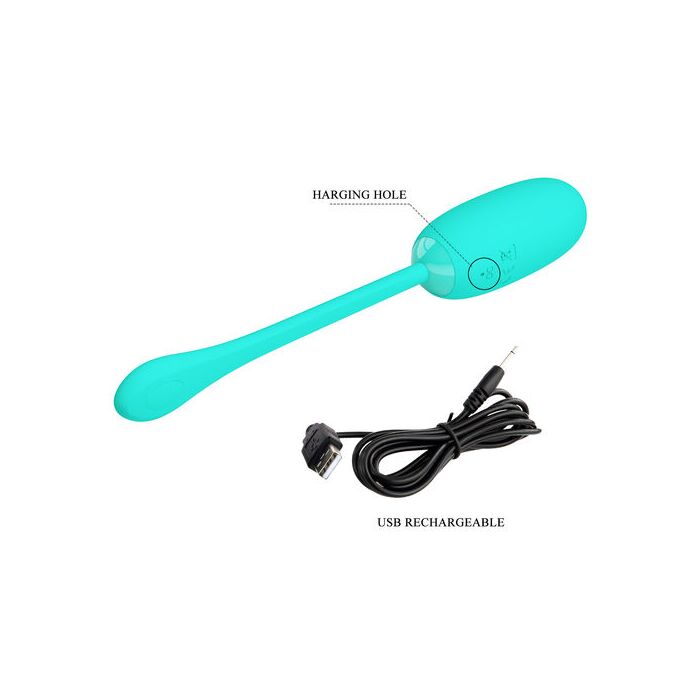 Pretty Love Julius ou vibrator, ambalaj cutie turcoaz, fata cutie cu specificatii 12 functii