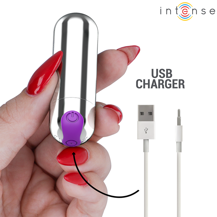 Vibrator Glont INTENSE Karen Mini Reincarcabil Argintiu - imagine 5