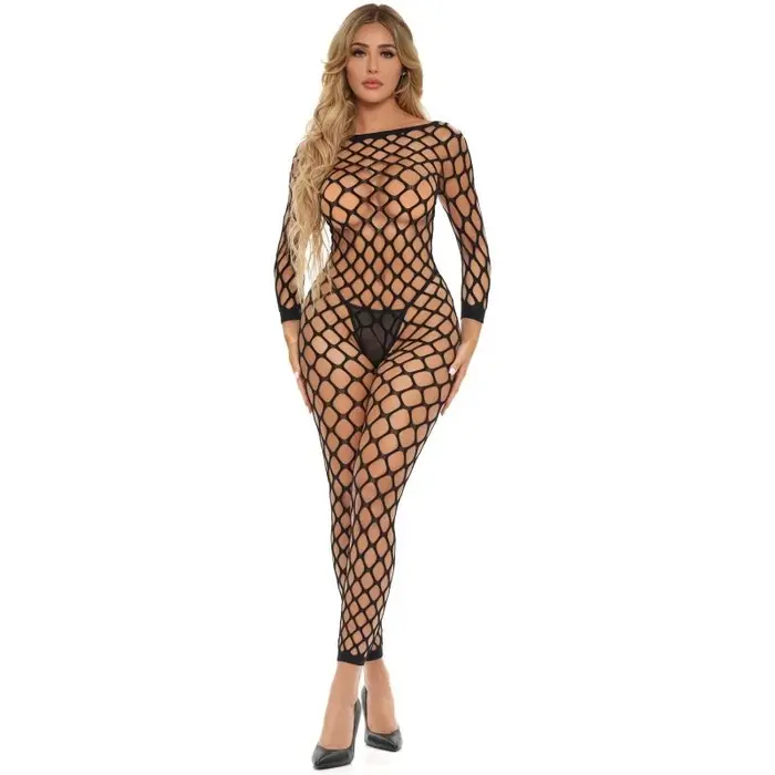 Bodystocking Crotchless Pink Lipstick Lingerie Swipe Right-frontal