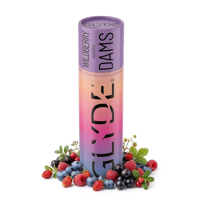 Prezervative Femei Sheer Glyde Dams "Oral Dams Wild Berry" 4 Bucati - Fructe de Padure